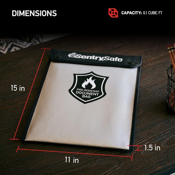 SentrySafe Fire Resistant Document Bag Fireproof Water-6