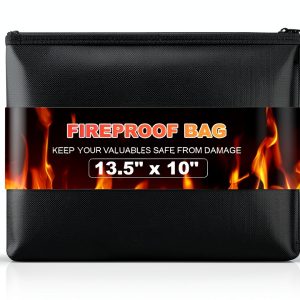 Nliyeisu Fireproof Bag Waterproof Document Protector Black-0