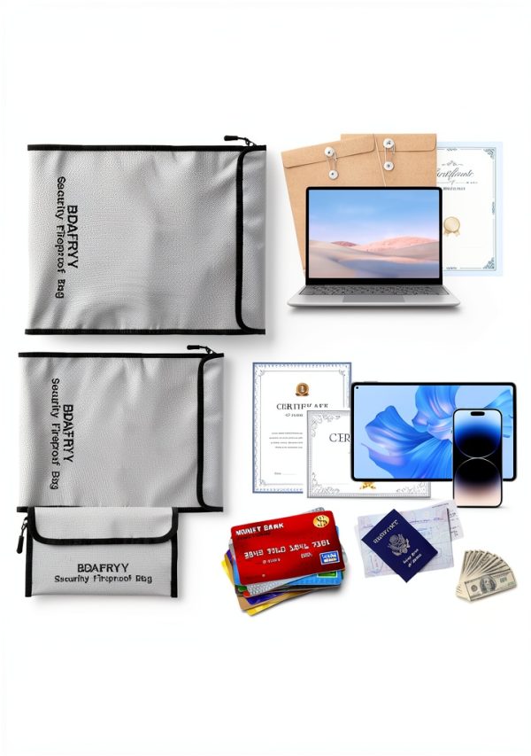 BDAFRYY Fireproof Document Bag Water Resistant A4 A5-3