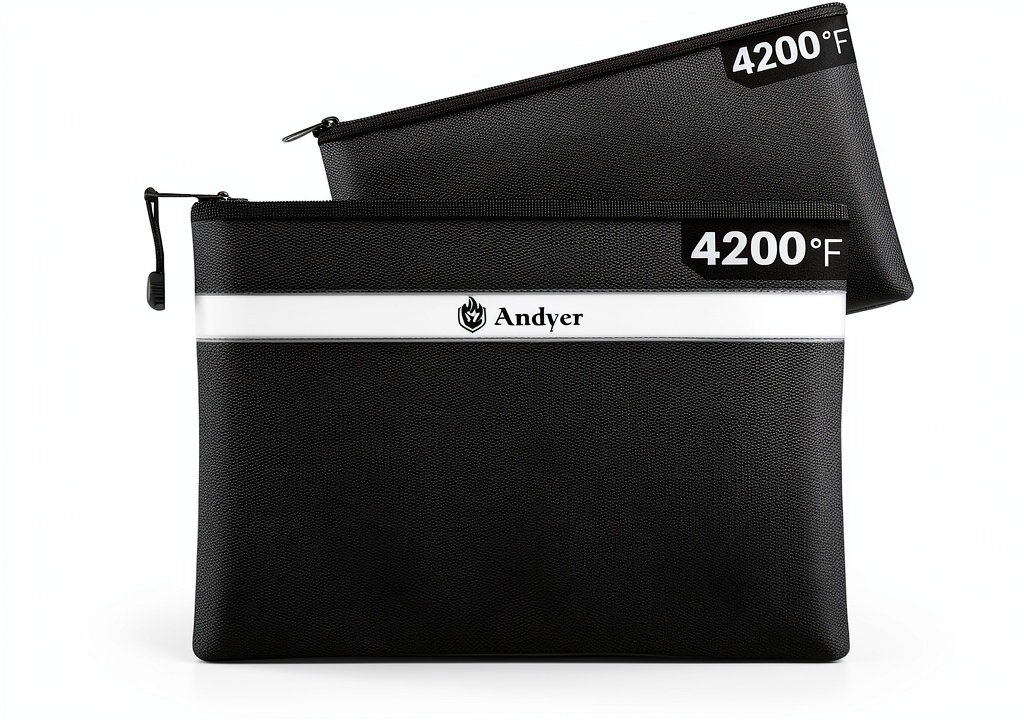 Installing Andyer Fireproof Document Bag Waterproof Safe Accessories on a wooden desk