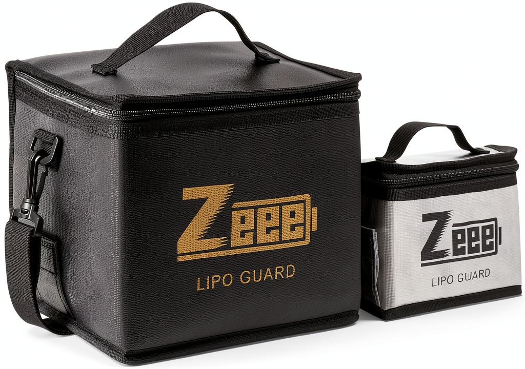 Zeee LiPo Battery Bag showcasing fireproof layers and compact design