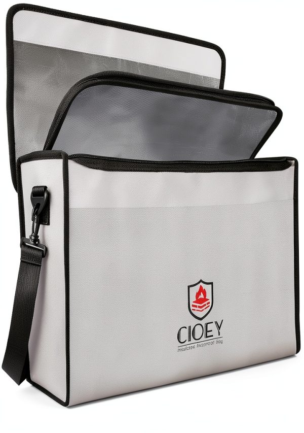 Cioey Fireproof Document Bag Silver Thermal Insulated Water-0