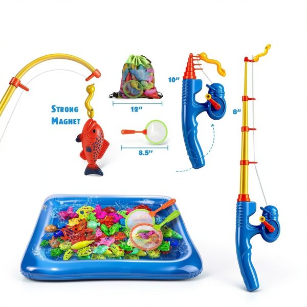 CozyBomB Bath Toy Fishing Game 42 Fish Set with Rods and Pool-2