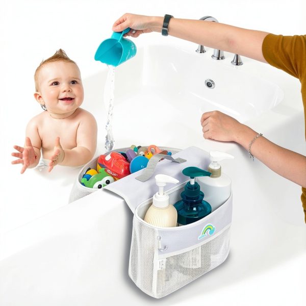 Austion Bath Toy Organizer Saddle Mesh Storage for Showers 10L White-2