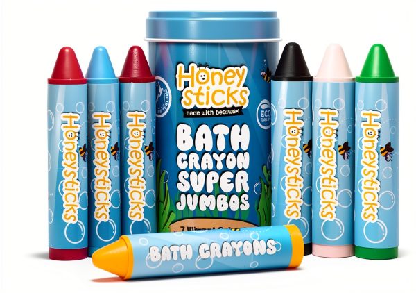 Bath Crayons Honeysticks Pure Beeswax Large Jumbo Multicolor Pack of 7-0