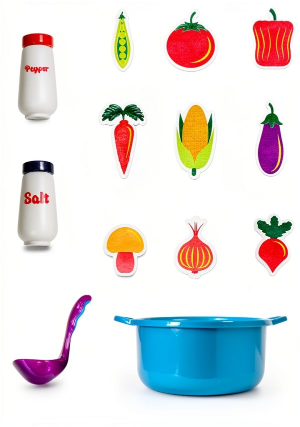 Tub Soup Bath Toy Set by Tub Works 13-Piece Foam Veggie Cooking Set-7