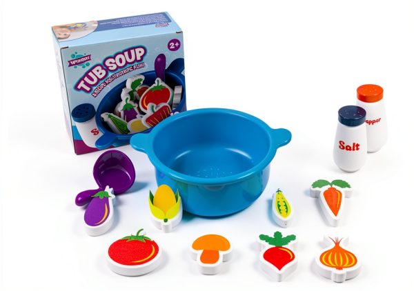 Tub Soup Bath Toy Set by Tub Works 13-Piece Foam Veggie Cooking Set-3