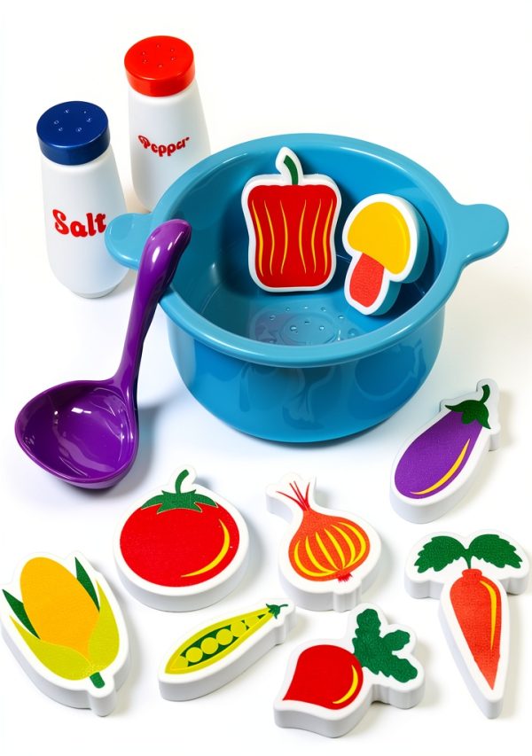 Tub Soup Bath Toy Set by Tub Works 13-Piece Foam Veggie Cooking Set-0