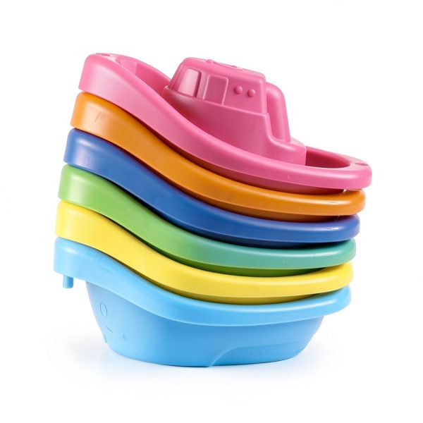 FunSplash 6‑Boat Bath Toy Set by BrandX Paint‑Free Plastic Floating-2