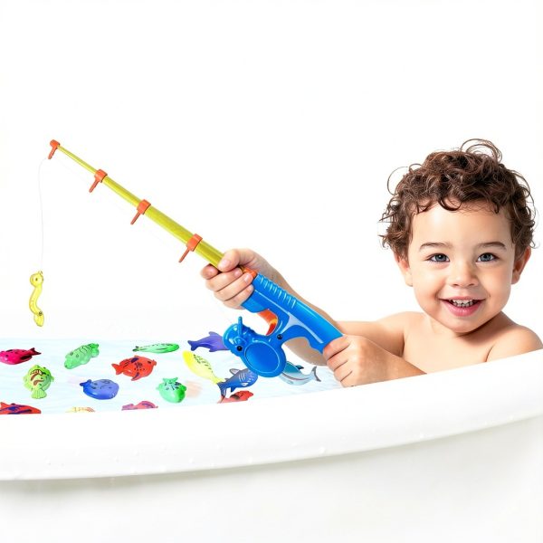 CozyBomB Kids Fishing Game Set 40 Fishes 4 Players Plastic Bath Toy-5