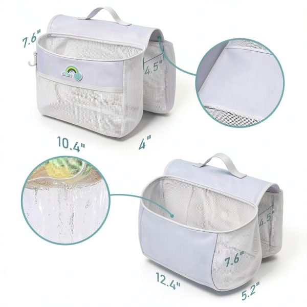 Austion Bath Toy Organizer Saddle Mesh Storage for Showers 10L White-1