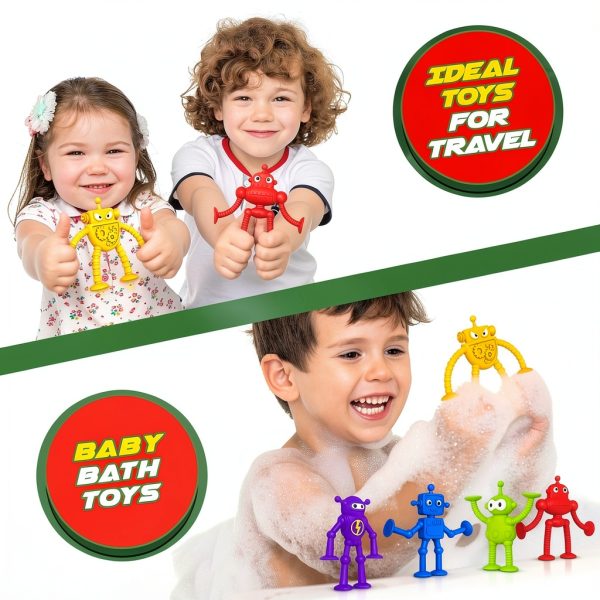 Richtim Robot Suction Bath Toys 6PCS Baby Bath Set Silicone-1