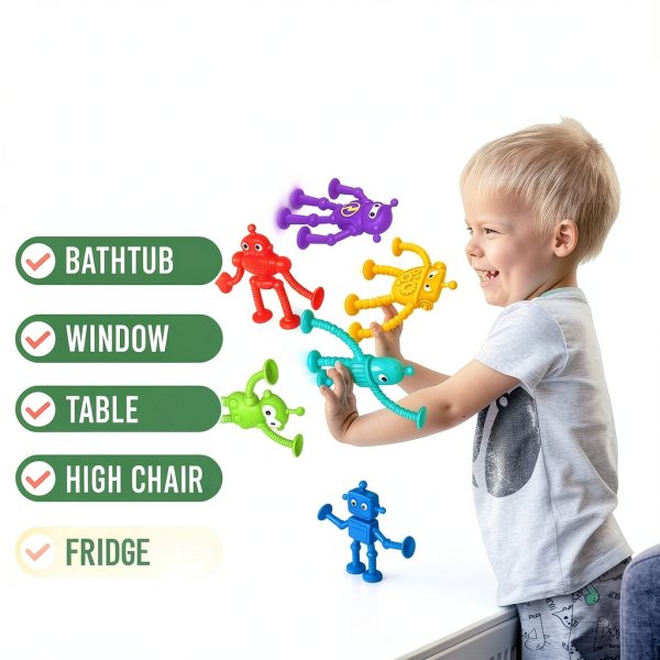 Richtim Robot Suction Bath Toys 6PCS Baby Bath Set Silicone-2