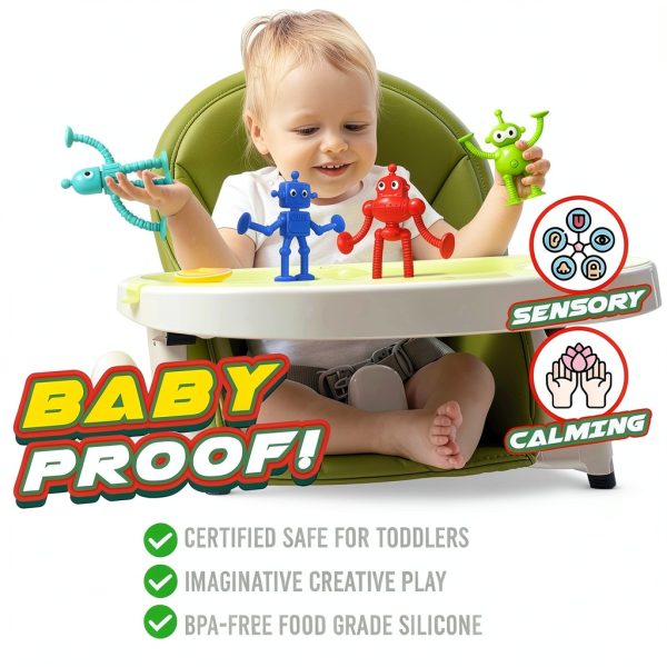 Richtim Robot Suction Bath Toys 6PCS Baby Bath Set Silicone-3
