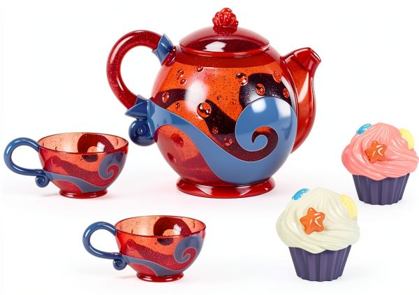 Munchkin Bath Toy 5-Piece Toddler Teapot Set with Cups & Cupcakes-2