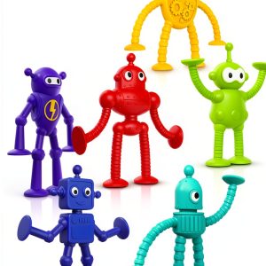 Richtim Robot Suction Bath Toys 6PCS Baby Bath Set Silicone-0