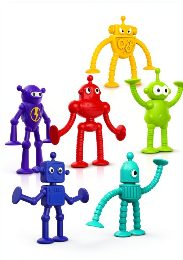 Richtim Robot Suction Bath Toys 6PCS Baby Bath Set Silicone-0