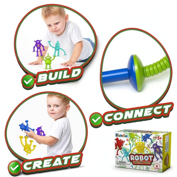 Richtim Robot Suction Bath Toys 6PCS Baby Bath Set Silicone-4