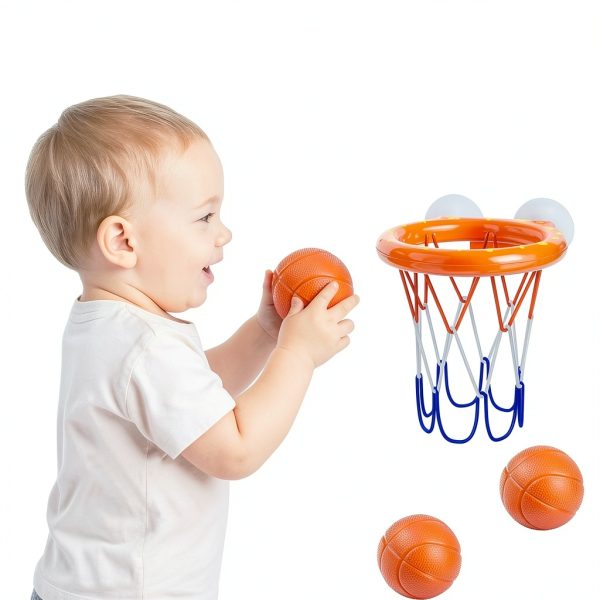 MARPPY Bath Basketball Hoop Set for Toddlers with Suction Cups and 3-4