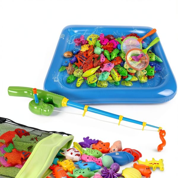CozyBomB Bath Toy Fishing Game 42 Fish Set with Rods and Pool-1