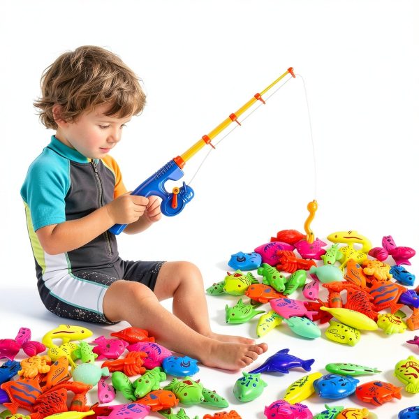 CozyBomB Bath Toy Fishing Game 42 Fish Set with Rods and Pool-5