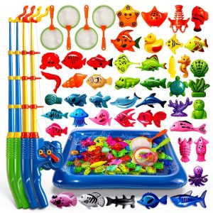CozyBomB Bath Toy Fishing Game 42 Fish Set with Rods and Pool-0
