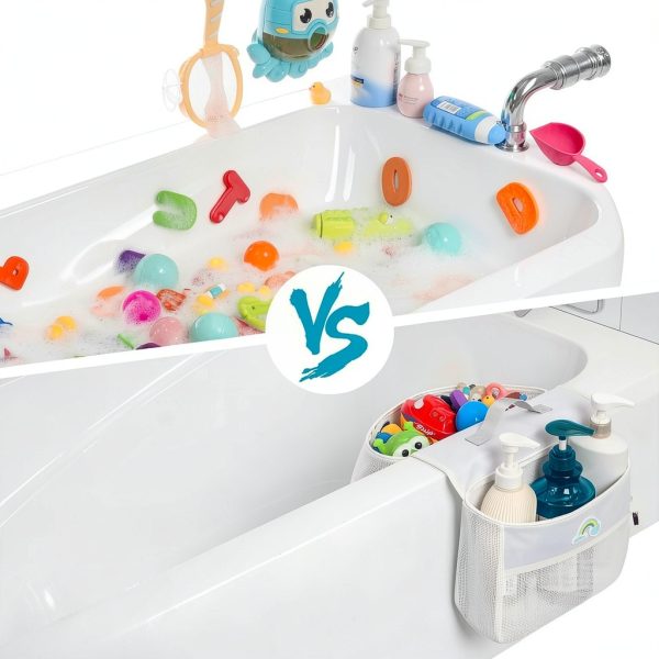 Austion Bath Toy Organizer Saddle Mesh Storage for Showers 10L White-4