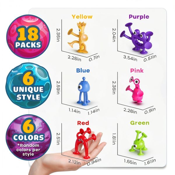 Richtim Baby Bath Suction Toys Set 18pcs Alien Silicone Bath Toys for-6