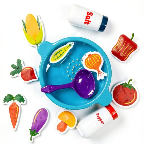 Tub Soup Bath Toy Set by Tub Works 13-Piece Foam Veggie Cooking Set-6