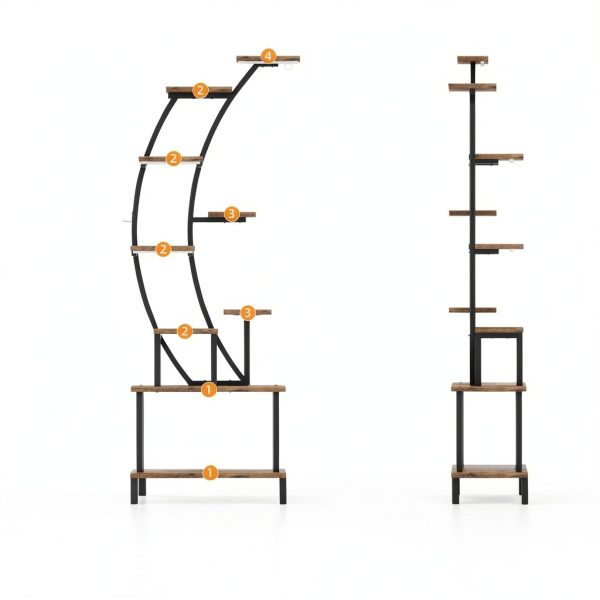 Plant Stand Indoor with Grow Lights BACEKOLL 9‑Tier Shelf 64" Tall-5