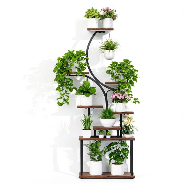 Plant Stand Indoor Tovve 8‑Tier 66" S‑Shaped Stand with Grow Light-7