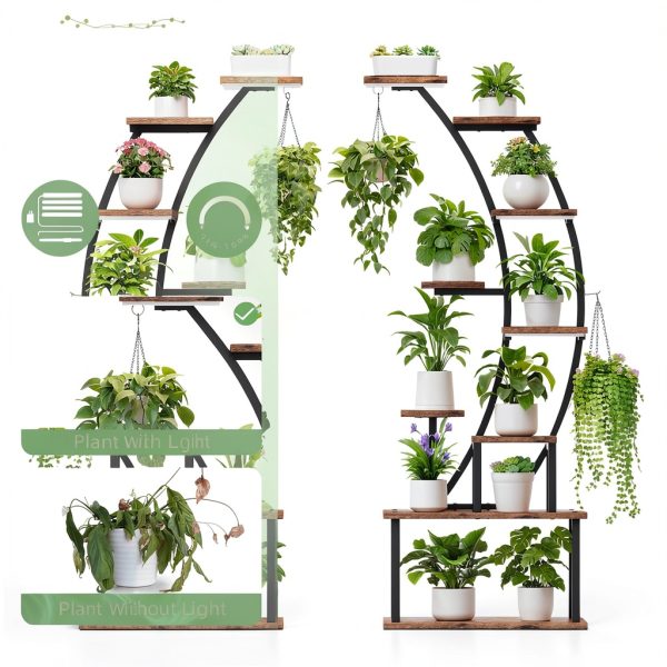 Plant Stand Indoor with Grow Lights BACEKOLL 9‑Tier Shelf 64" Tall-2