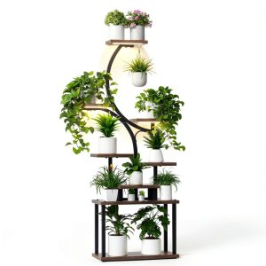 Plant Stand Indoor Tovve 8‑Tier 66" S‑Shaped Stand with Grow Light-0