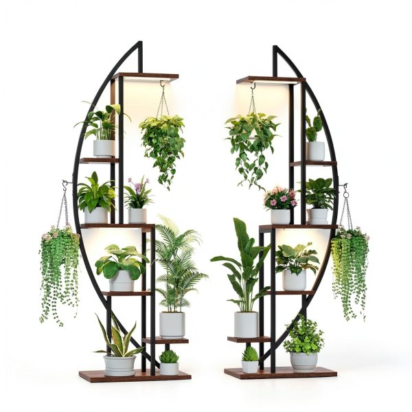 Plant Stand Indoor with Grow Lights 6‑Tier 63" Metal Shelf for Home-0