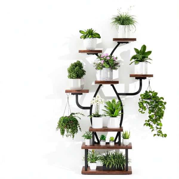 Plant Stand Indoor with Grow Light, 8 Tiered 48" Small Plant Shelf, Corner Plant Stand Stand for Indoor Plants Multiple, Metal Humen-Shaped Plant Flower Holder, for Living Room, Patio, Balcony-7