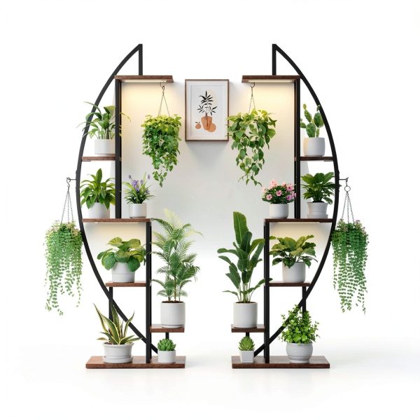 Plant Stand Indoor with Grow Lights 6‑Tier 63" Metal Shelf for Home-1