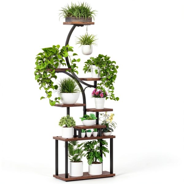 Plant Stand Indoor Tovve 8‑Tier 66" S‑Shaped Stand with Grow Light-8