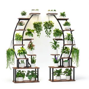 Plant Stand Indoor with Grow Lights BACEKOLL 9‑Tier Shelf 64" Tall-0