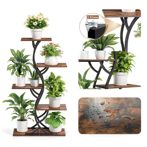Plant Stand with Grow Lights EVAWOO 44" 5‑Tier Corner Shelf Black-4