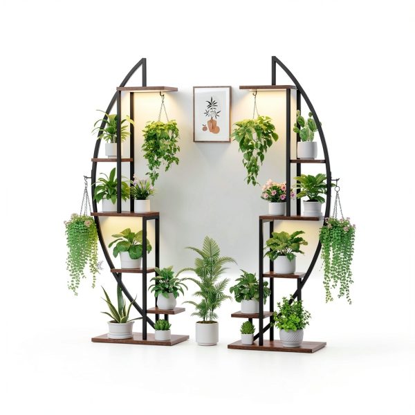 Plant Stand Indoor with Grow Lights 6‑Tier 63" Metal Shelf for Home-4