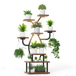Plant Stand Indoor with Grow Light, 8 Tiered 48" Small Plant Shelf, Corner Plant Stand Stand for Indoor Plants Multiple, Metal Humen-Shaped Plant Flower Holder, for Living Room, Patio, Balcony-0