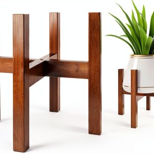Natural Bamboo Plant Stand Lissomballon H‑Shape 8‑12 Inch-0