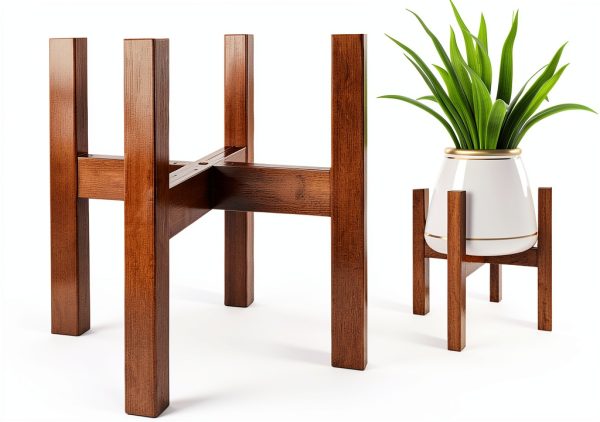 Natural Bamboo Plant Stand Lissomballon H‑Shape 8‑12 Inch-0