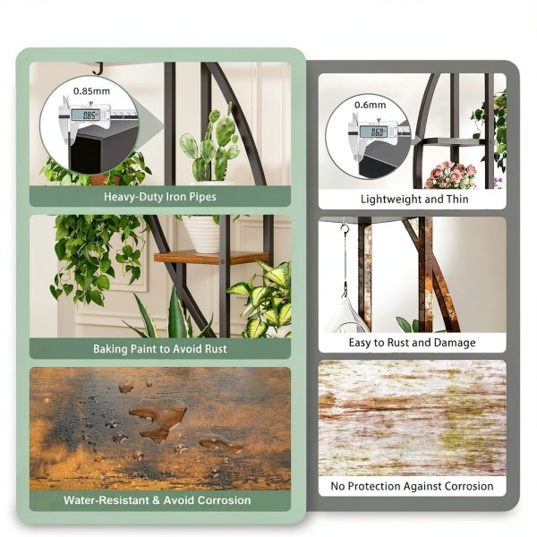 Plant Stand Indoor with Grow Lights 6‑Tier 63" Metal Shelf for Home-6