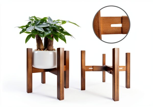 Natural Bamboo Plant Stand Lissomballon H‑Shape 8‑12 Inch-1