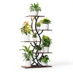 Plant Stand with Grow Lights EVAWOO 44" 5‑Tier Corner Shelf Black-0