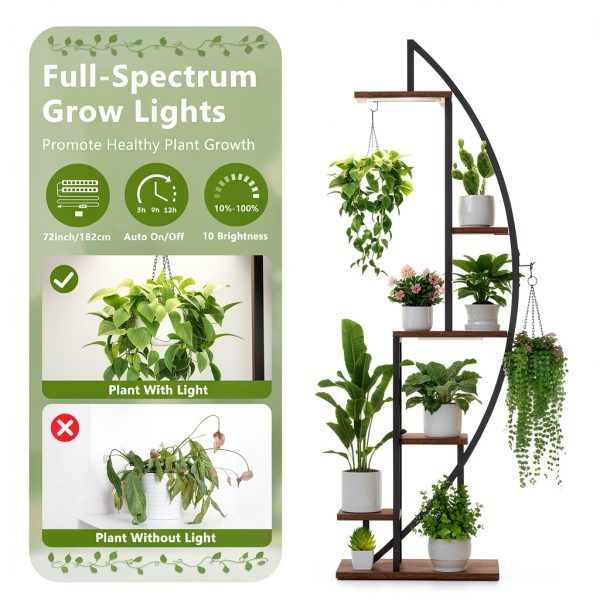 Plant Stand Indoor with Grow Lights 6‑Tier 63" Metal Shelf for Home-3
