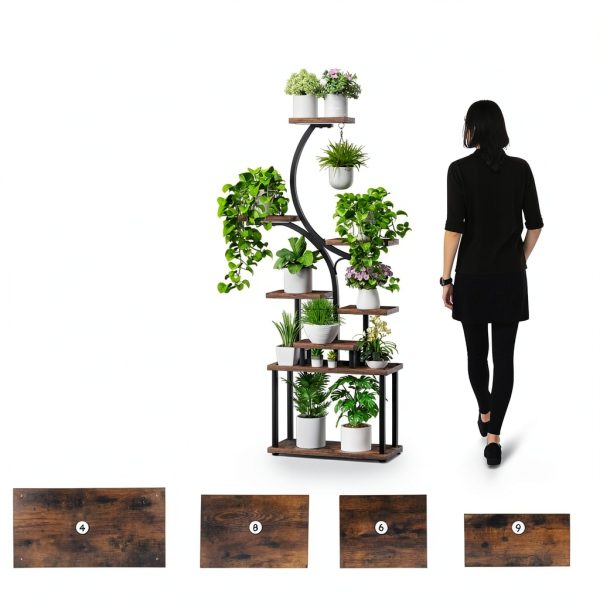 Plant Stand Indoor Tovve 8‑Tier 66" S‑Shaped Stand with Grow Light-5