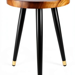 Mid Century Walnut Wood Plant Stand, Heavy Duty Metal Base, 12x17-0