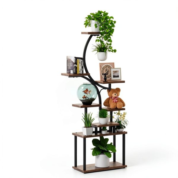 Plant Stand Indoor Tovve 8‑Tier 66" S‑Shaped Stand with Grow Light-3